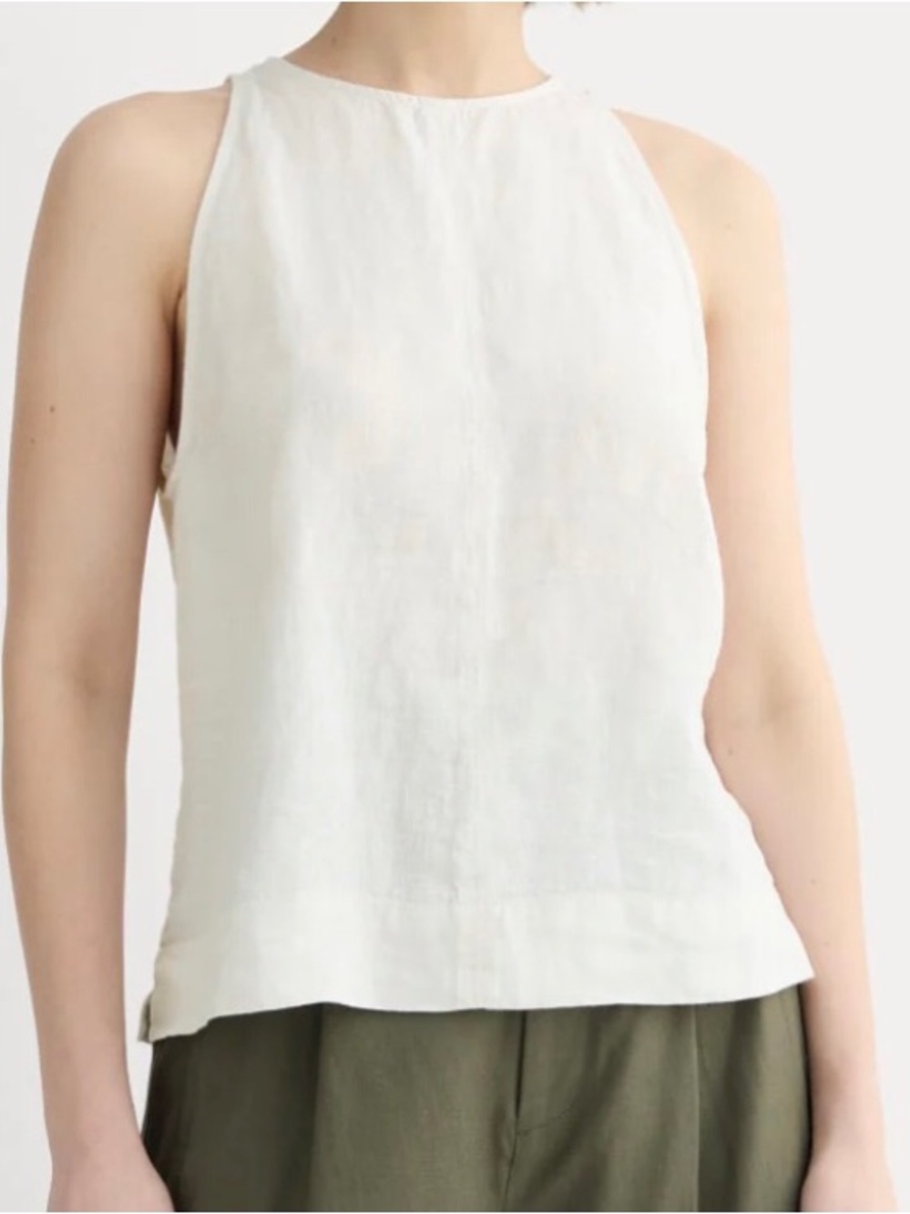 Sleeveless Cream Halter Neck Linen Top